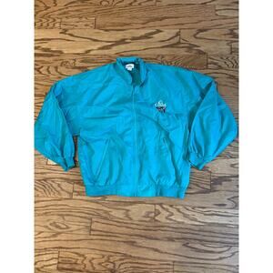 Mens Medium Vintage Costa Blue Raincoat Windbreaker Convertible Hood EUC Nylon